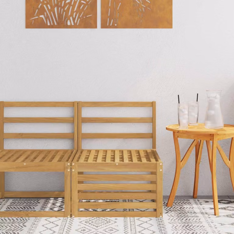 Panca da giardino in legno di acacia massello, colore bianco, dimensioni 63 x 59 x 73 cm