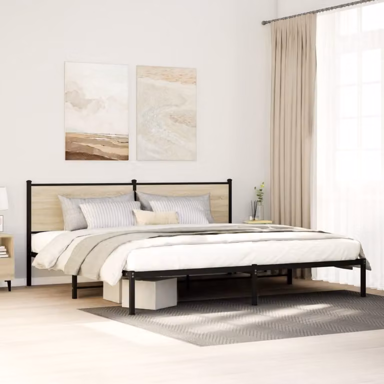 vidaXL Giroletto in Metallo Rovere Sonoma Marrone L/P/H: 200 x 200 x 91,5 cm