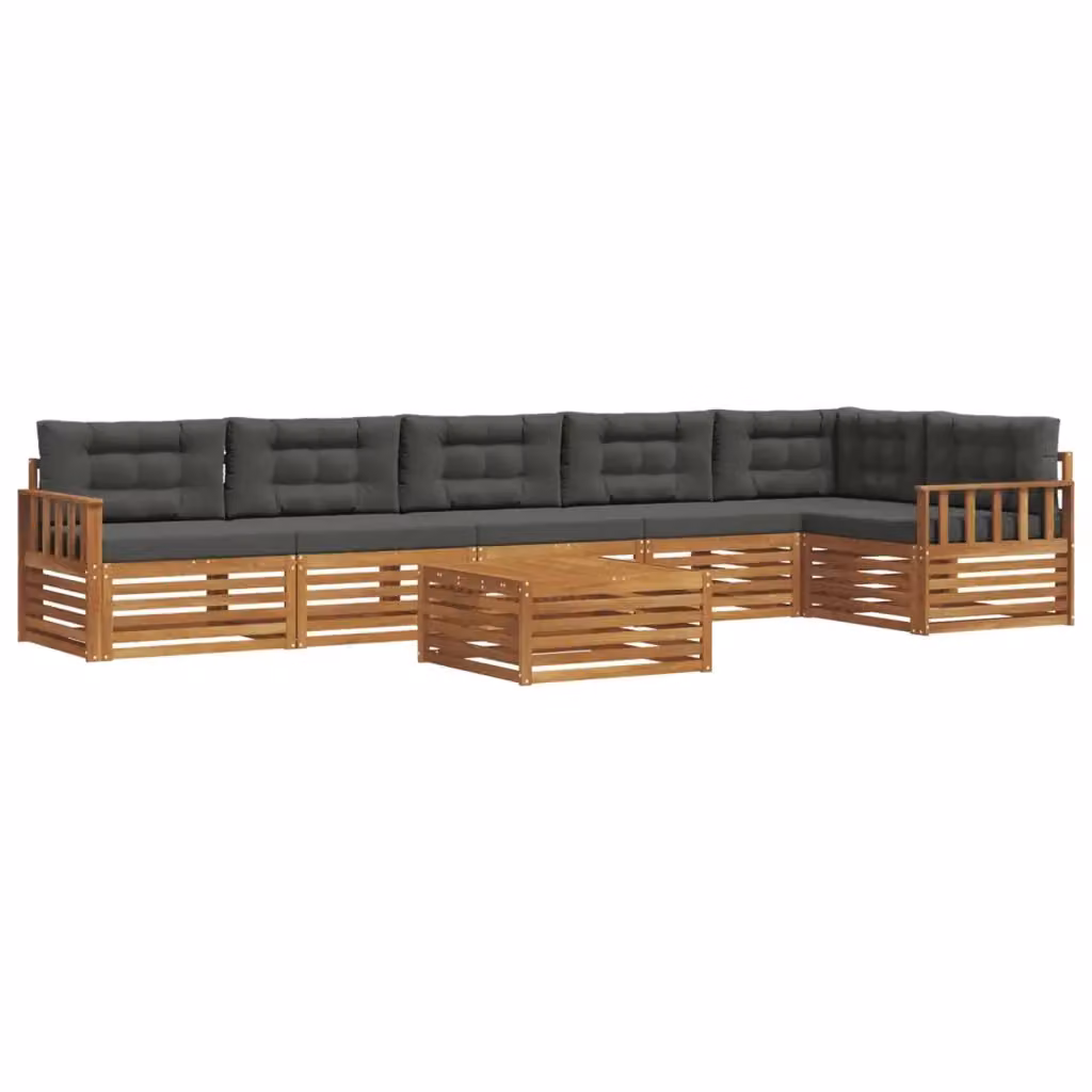 Set di divani da esterno vidaXL a forma di L composto da 7 pezzi con tavolino da caffè, in legno di acacia trattato, colori beige e antracite – 2