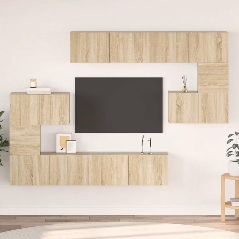 Set di mobili porta TV vidaXL da 8 pezzi in legno Rovere Sonoma, design moderno a parete per il tuo soggiorno