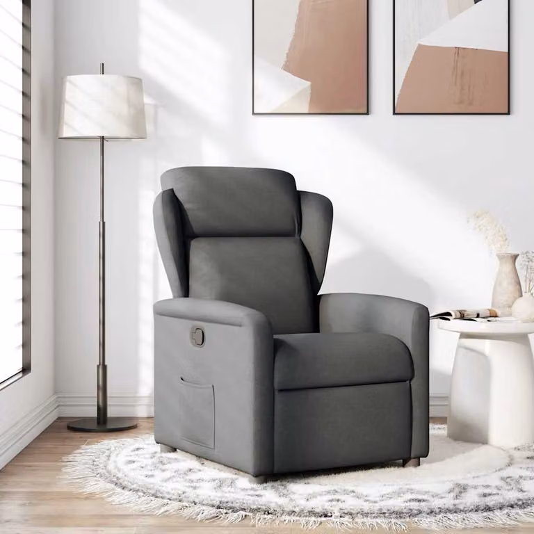 vidaXL Poltrona Reclinabile in Tessuto Grigio Scuro