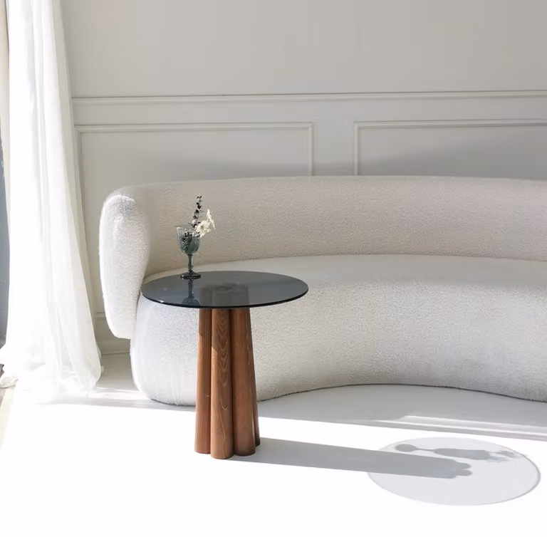 Skye Decor, Thales - Noce, Grigio scuro, Tavolino, 100% vetro temperato, Noce, 50 x 50 x 50 cm