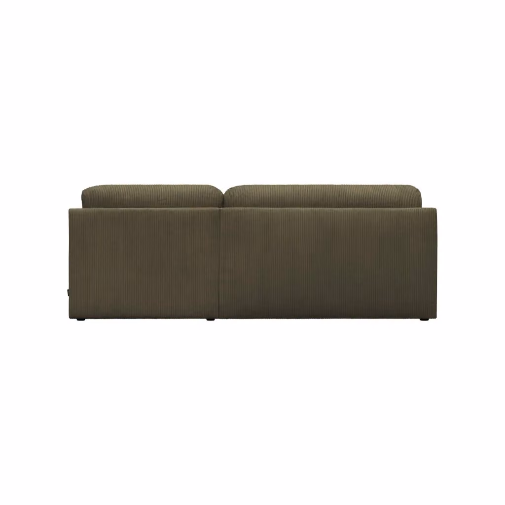 Divano angolare destro convertibile SWEEEK in velluto a coste verde con contenitore e struttura in legno massello L/P/H: 218 x 140 x 81 cm – 2