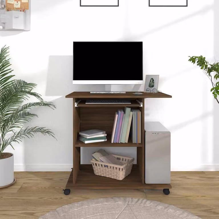 Scrivania Computer moderna vidaXL in legno e MDF marrone L: 80 cm, P: 50 cm, H: 75 cm
