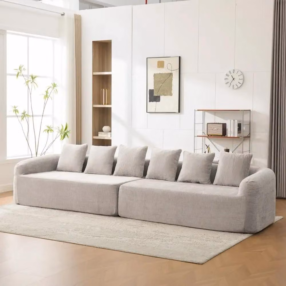 Divano modulare a 6 posti - Divano modulare in velluto - Imbottitura in schiuma ad alta elasticità (30D) - Base antiscivolo - Facile da spostare - Stile moderno - Grigio