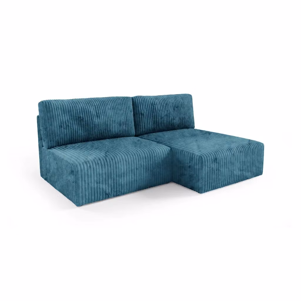 Divano Letto Pergola DMORA con Penisola Contenitore e Poggiatesta Regolabile, L/P: 210 x 149 cm, Blu Petrolio – 2