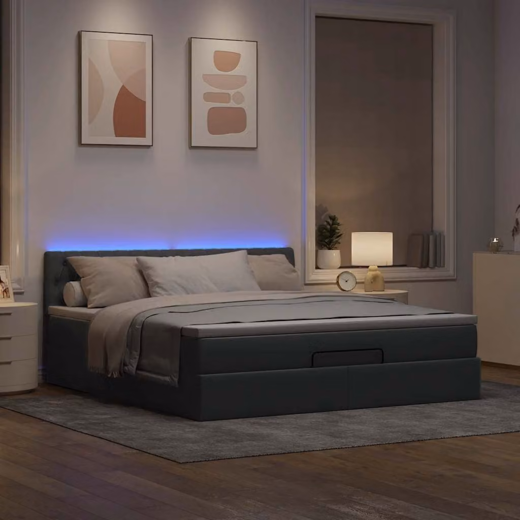 Maison Exclusive - Pouf Letto con Materasso e LED Grigio Chiaro 180x200cm Tessuto