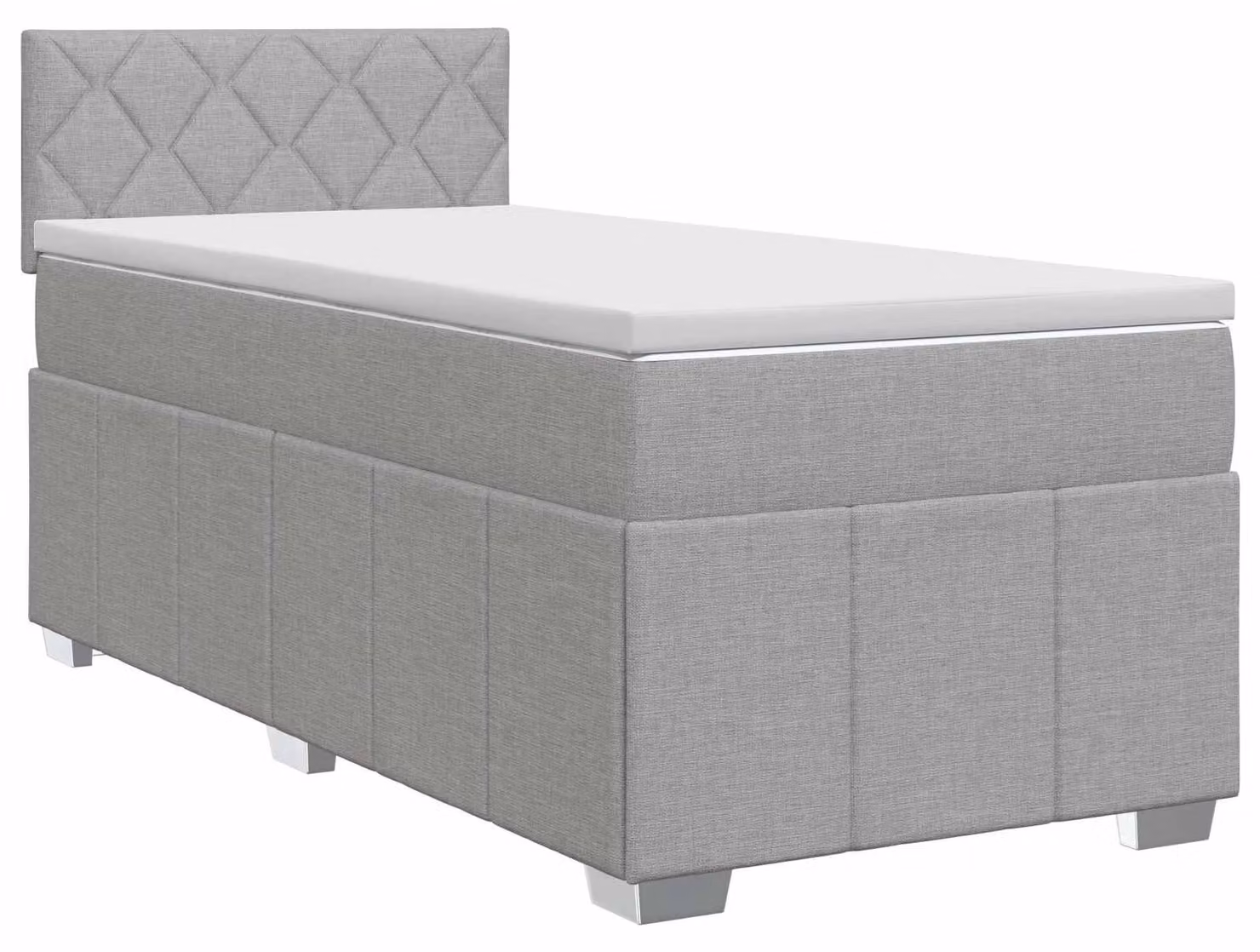 Letto a molle con materasso grigio chiaro 80 x 200 cm in tessuto
