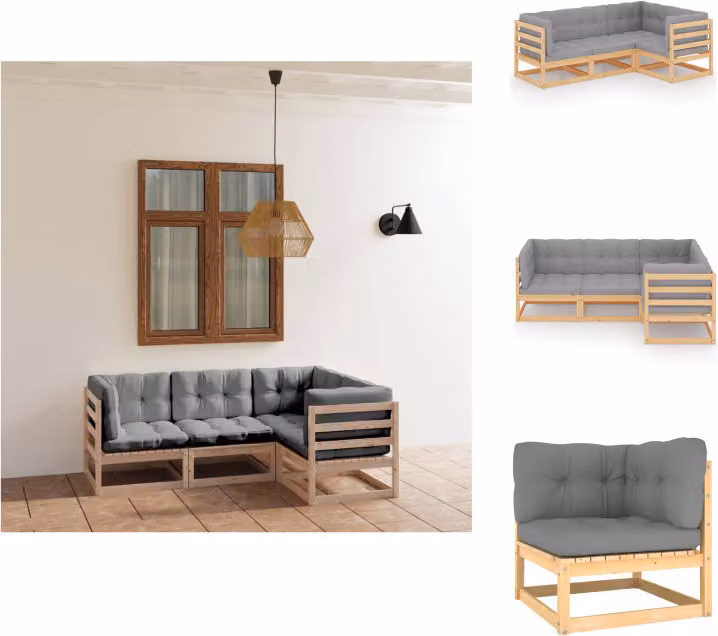 vidaXL Set da salotto da giardino 4 pezzi con cuscini in pino massiccio - Set di mobili da giardino