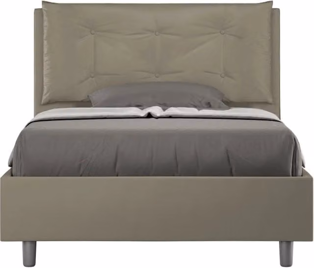 Letto Annalisa Large 1 Piazza e Mezzo con Contenitore e Rete, Imbottito in Similpelle, Colore Beige, L/P/H: 120 x 190 x 110 cm