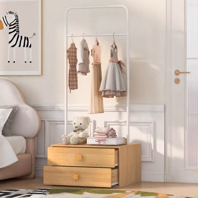 Appendiabiti Minimal con 2 cassetti colore legno L: 70 cm, P: 55 cm, H: 168 cm – 1