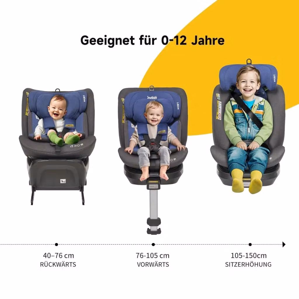 Seggiolino auto girevole 360° OKWISH i-Size ISOFIX con reclinazione e capottina in tessuto blu – 2