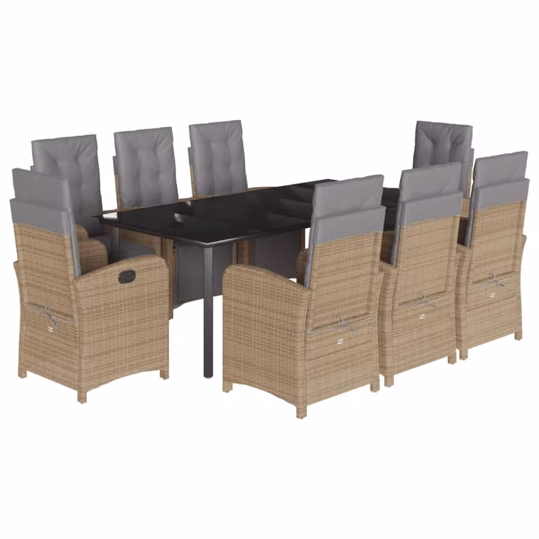 Maison Exclusive - Set da Pranzo da Giardino 9 pz con Cuscini Beige in Polyrattan