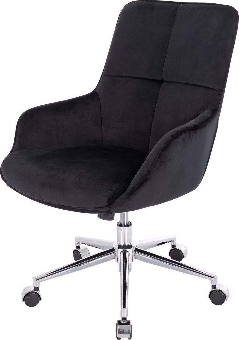 Sedia da ufficio MCW-J64, sedia girevole, sedia da scrivania, poltrona con braccioli regolabili in altezza, in velluto MVG ~ nera