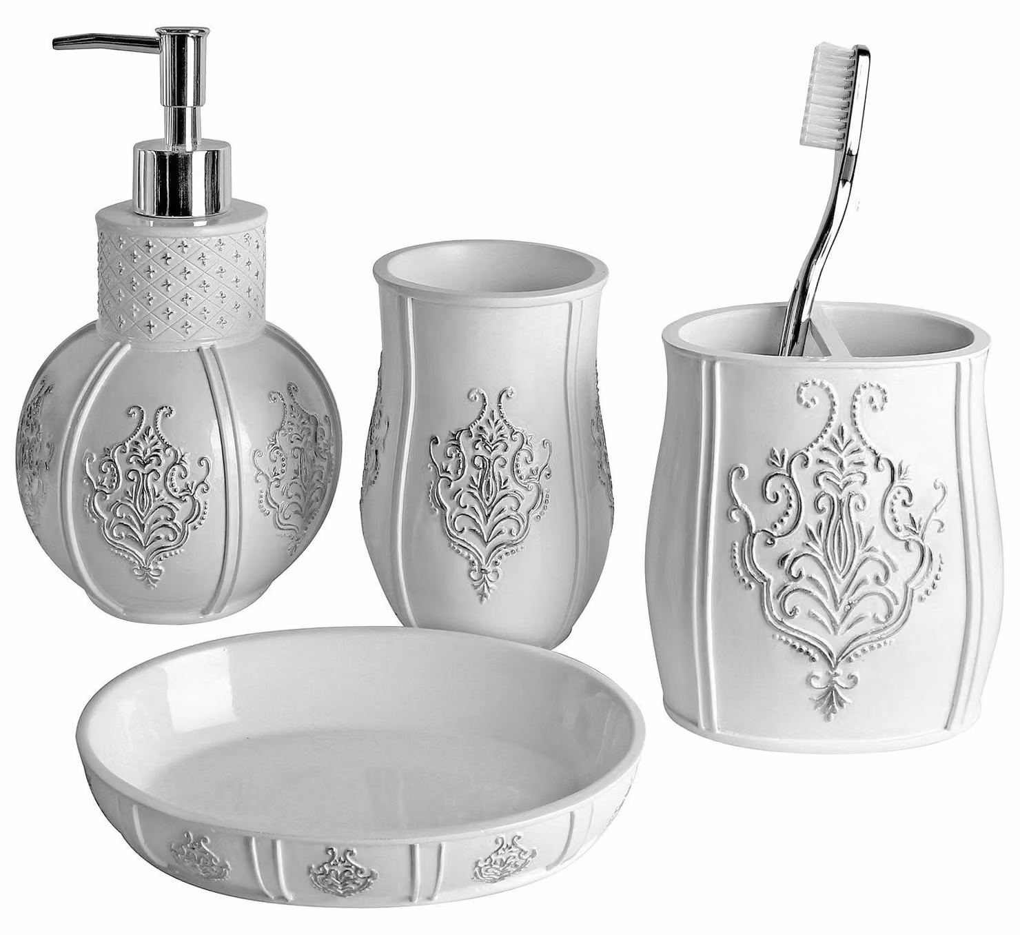 Set da bagno Creative Scents, 4 pezzi, colore bianco