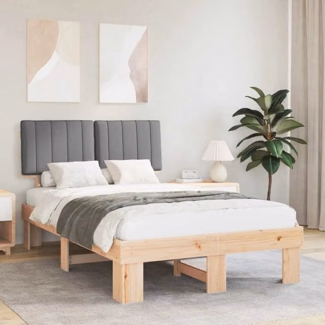 Letto con Testiera Rivestita-Struttura Letto con Testiera Grigio chiaro 120 x 190 cm 619761