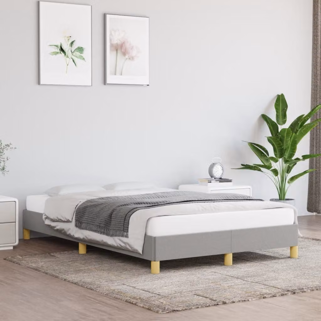 The Living Store Struttura letto grigio chiaro 120x200 cm in tessuto