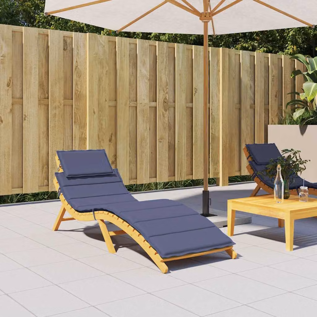 vidaXL Cuscino per Lettino Prendisole Blu in Tessuto Oxford Idrorepellente e Traspirante con Imbottitura in Schiuma L: 186 cm, P: 58 cm, H: 4 cm