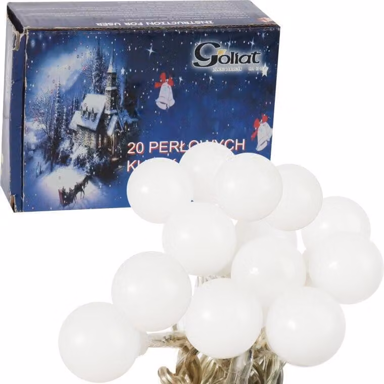 Luci per albero di Natale a sfera Pearl 20 LED - Colore bianco caldo - Alta qualità - GOLIAT