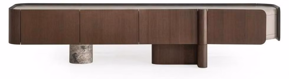 Mobile TV in stile moderno, color marrone, design minimalista, elegante, di alta qualità, raffinato