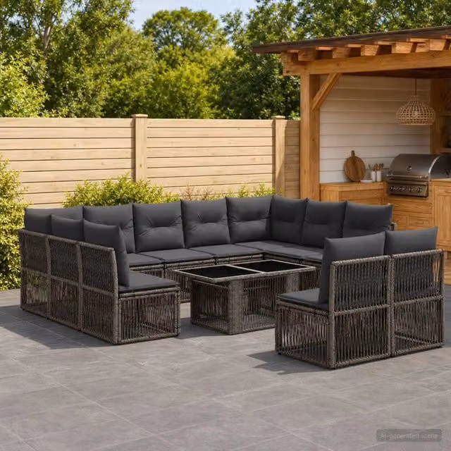 Set Divano da Giardino 12 pz Grigio polyrattan 3436541