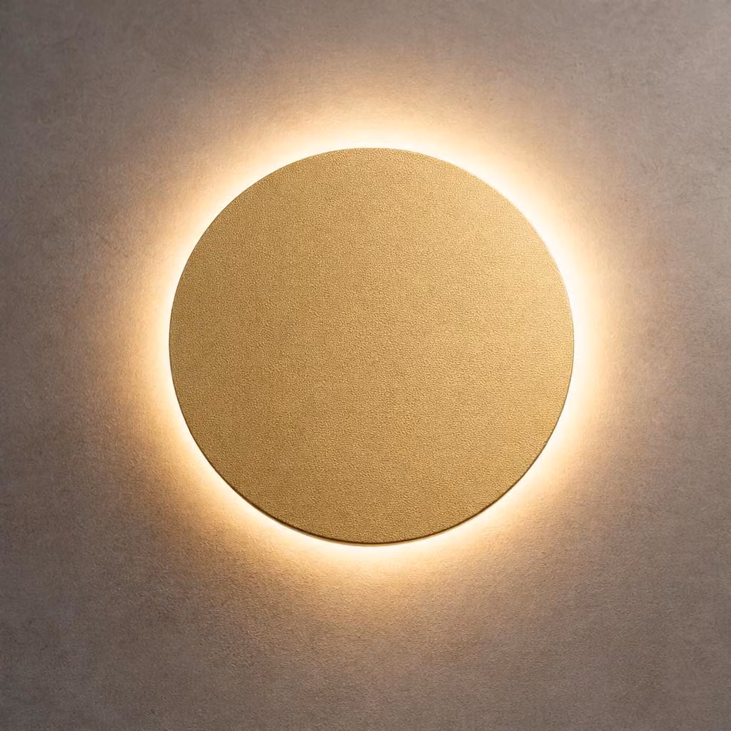Braytron LED 12W Applique di design rotonda dorata, illuminazione indiretta, IP65, 3in1, 3000-6500K