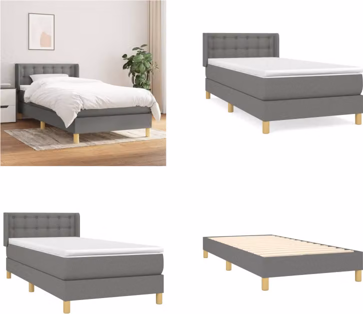 vidaXL Letto boxspring con materasso in tessuto grigio scuro 80x200 cm - Letto boxspring - Boxspringbetten - Bett - Schlafzimmermöbel