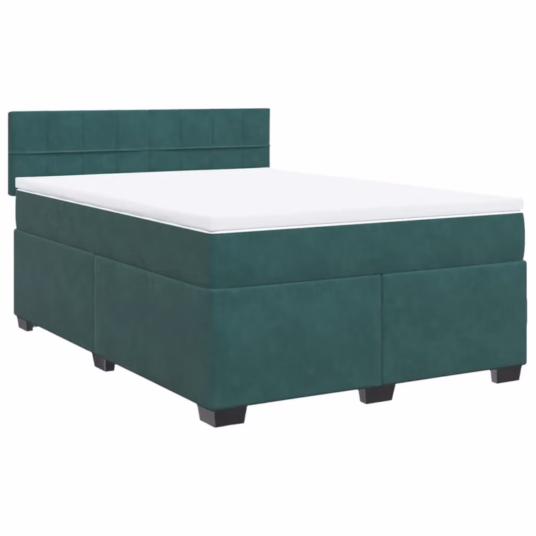 Giroletto a Molle con Materasso Verde Scuro 140x200 cm Velluto