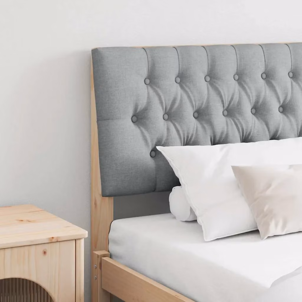 Testata imbottita moderna in pino massello e tessuto grigio per camera da letto, L: 200 cm – 2