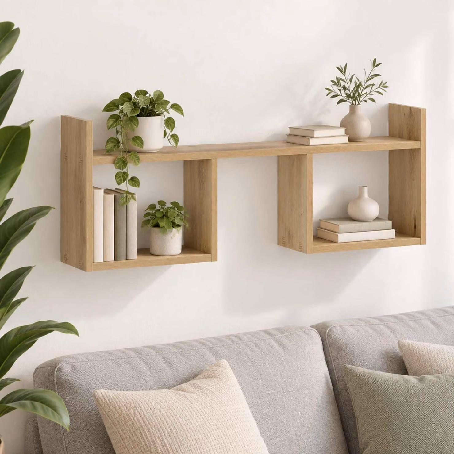 Scaffale da parete moderno vidaXL in legno color rovere marrone L: 90 cm, P: 32 cm, H: 17 cm