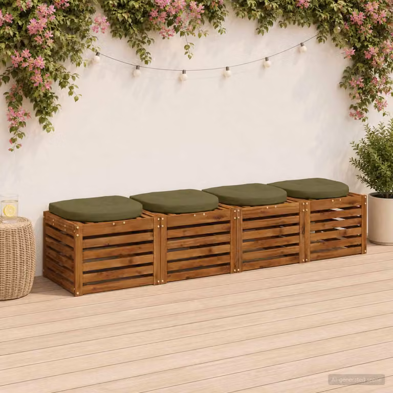 Set di 4 cuscini per sedia vidaXL in poliestere, colore verde, design moderno e quadrato