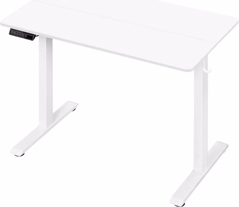 Happiq Scrivania elettrica regolabile in altezza - Scrivania ergonomica per casa e ufficio con porta di ricarica USB e funzione di archiviazione - 100x60 cm, bianco