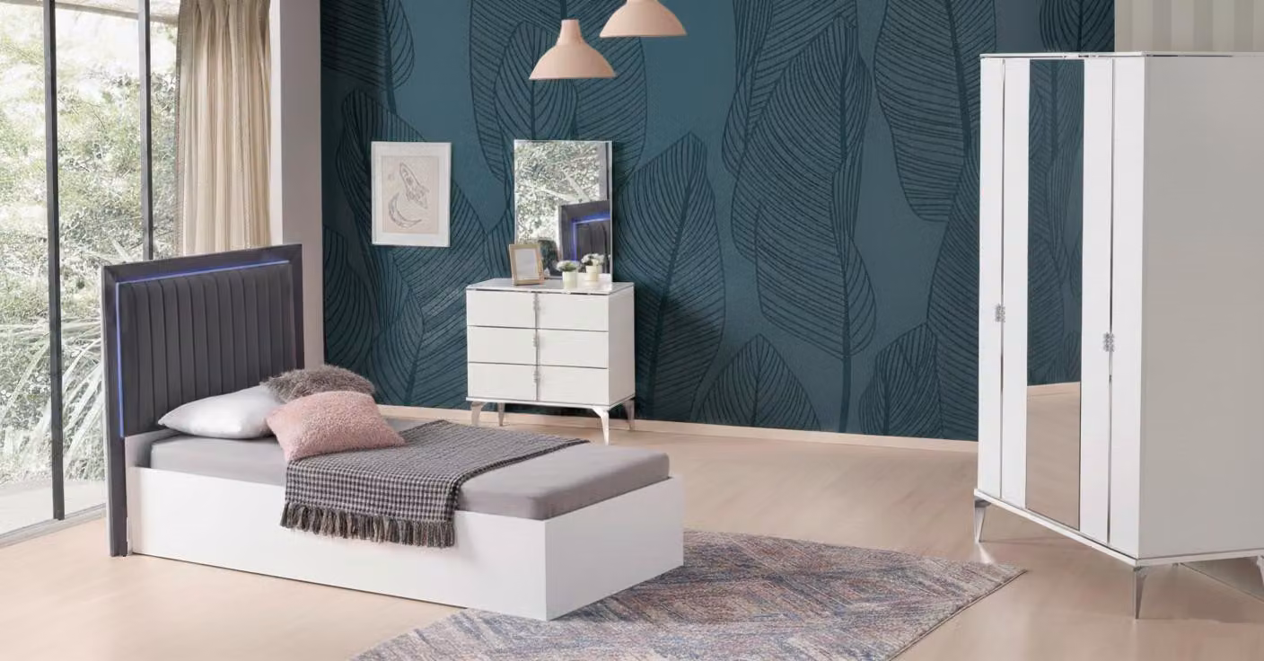 Set per camera da ragazzo, 3 pezzi – Letto, armadio e toeletta in stile moderno