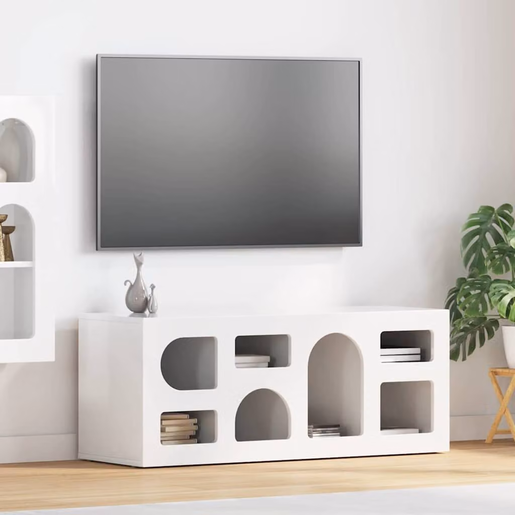 Mobile TV stand vidaXL moderno in MDF bianco lucido L 100 cm x P 35 cm x H 40 cm