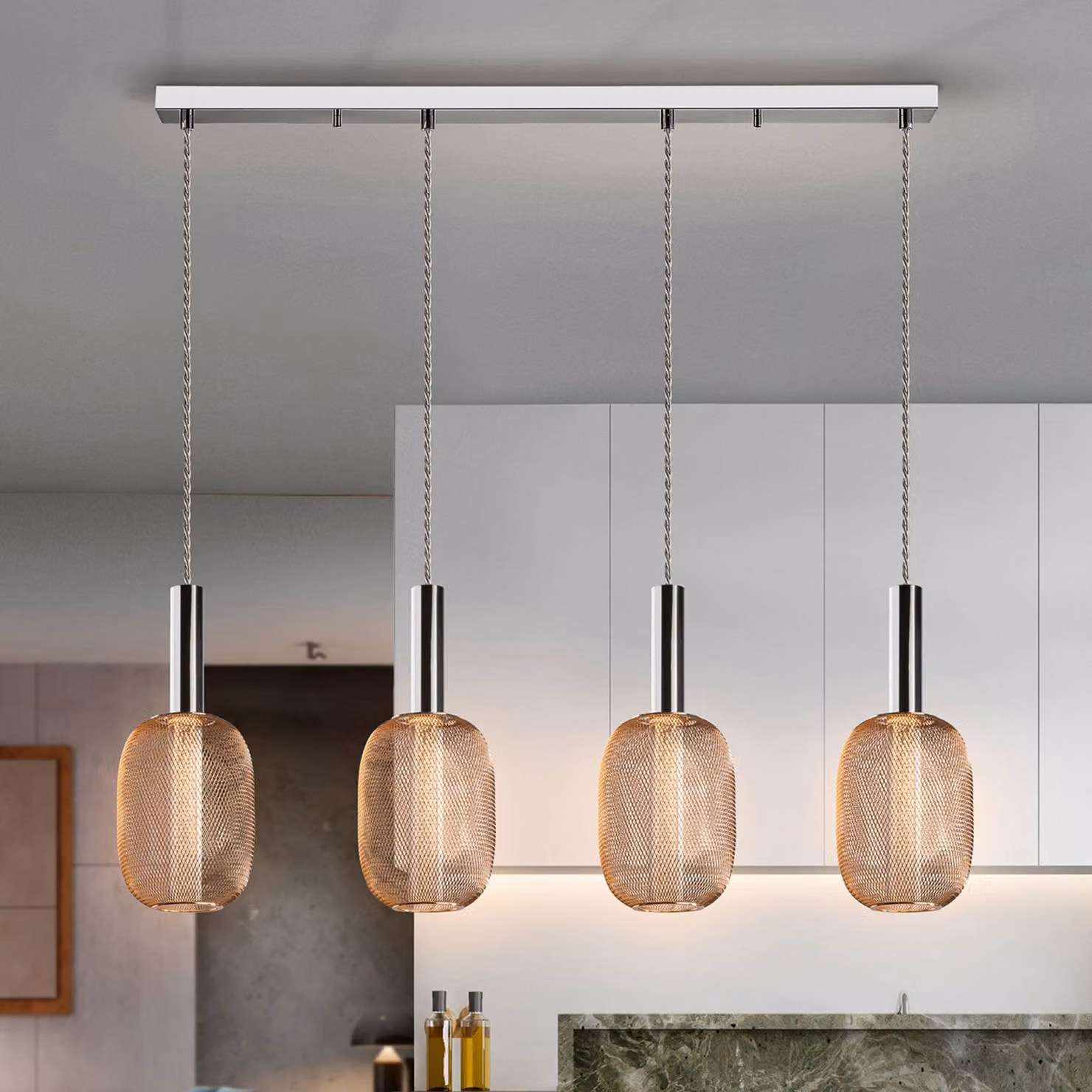 Schuller Valencia Lampada a sospensione Micron, dimmerabile, Cromo / Argento, Soggiorno / Sala da pranzo, Metallo, Lampada a sospensione