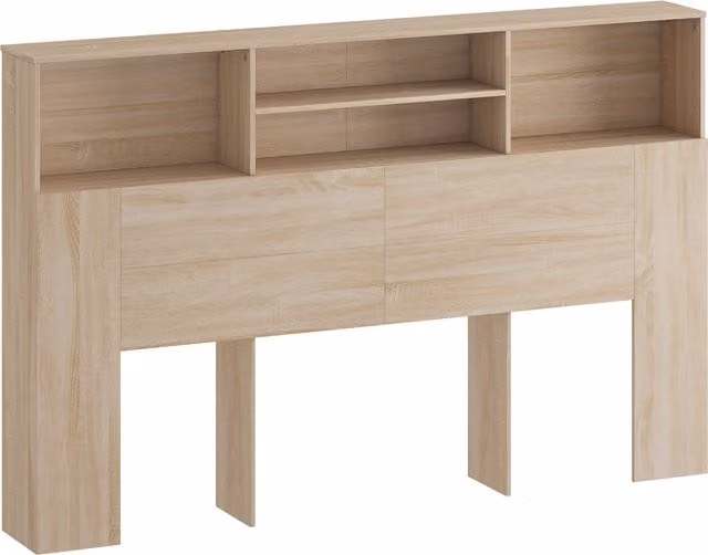 Testiera autoportante HOMCOM con ripiani integrati e 4 scomparti aperti in legno naturale, L 160 x P 20,2 x H 108,2 cm