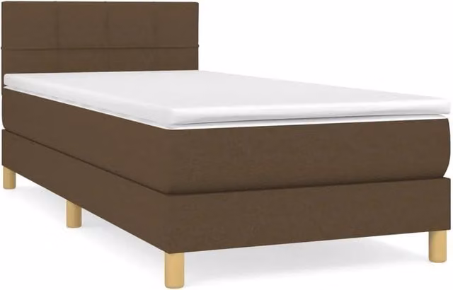 Letto singolo | Letto per adulti | Giroletto a Molle con Materasso Marrone Scuro 80x200 cm Tessuto