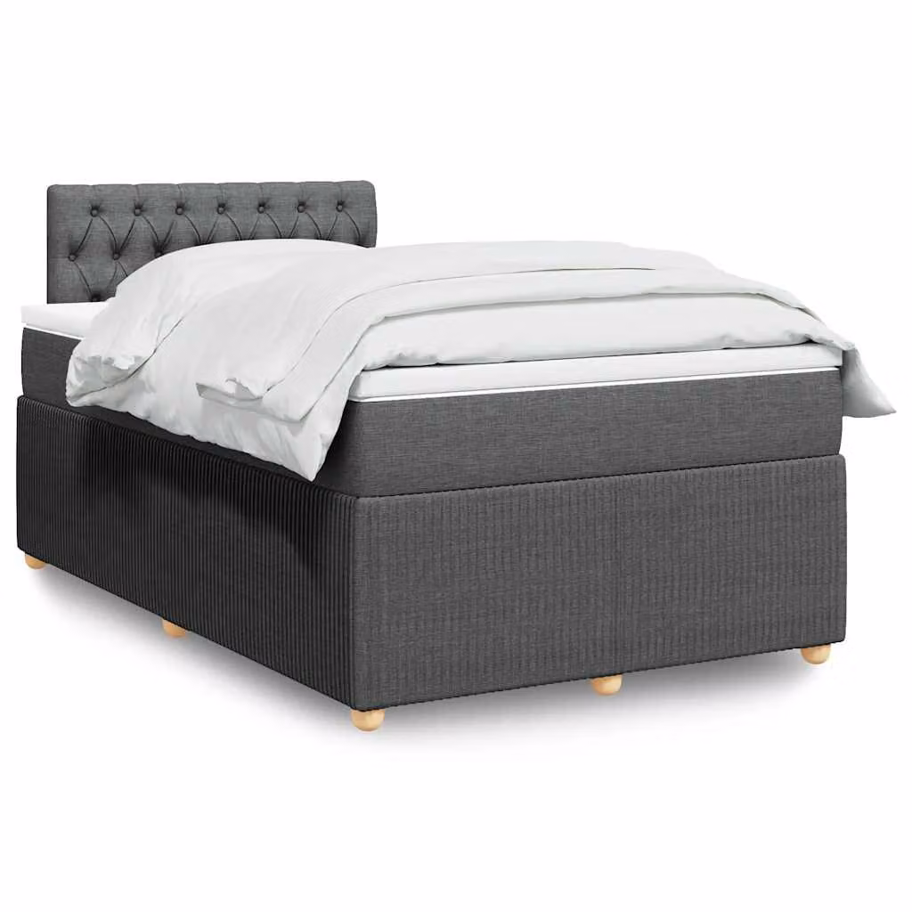 vidaXL Giroletto a Molle con Materasso Ibrido in Tessuto Grigio e Bianco, L/P/H: 120 x 200 cm