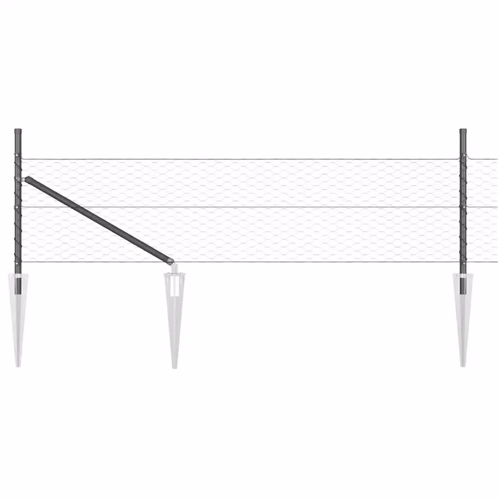 Recinzione esagonale con palo vidaXL in acciaio e PVC, colore grigio, L: 100 m, H: 0,8 m – 2