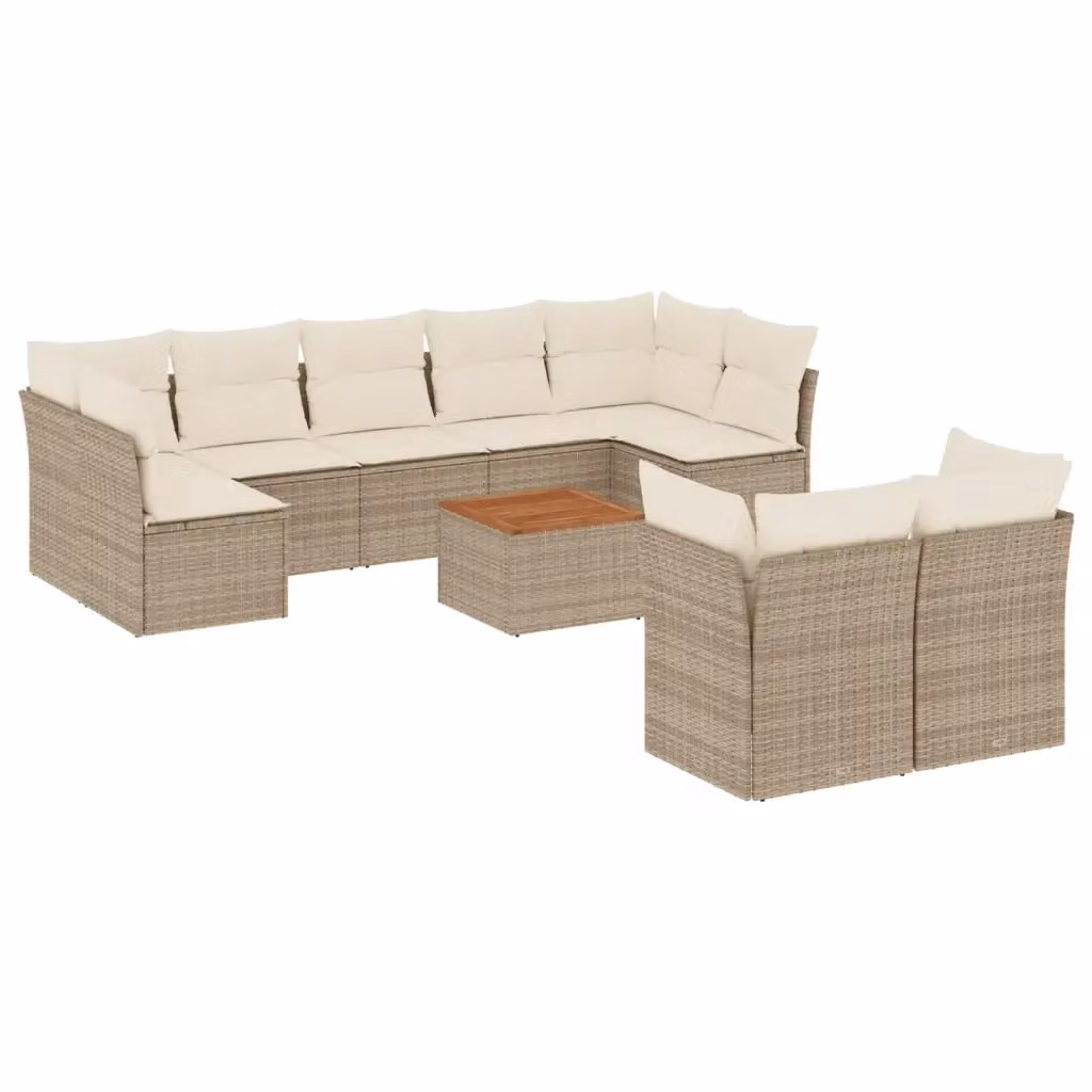 Set Divano da Giardino a L con Polyrattan e Cuscini Beige vidaXL – 2