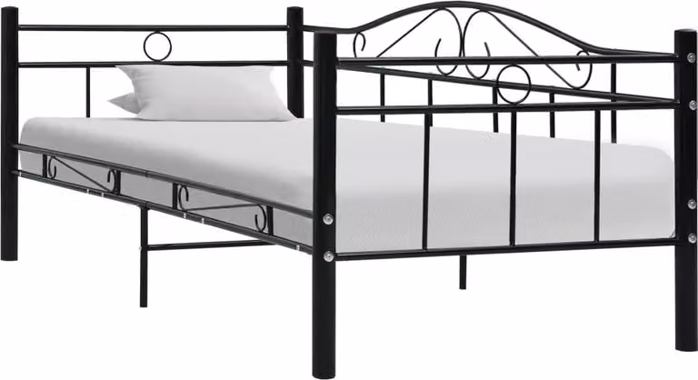 The Living Store Struttura del letto da giorno in metallo nero 90×200 cm