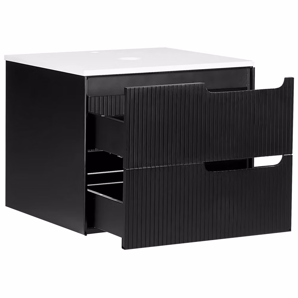 Mobiletto da bagno sospeso BELIANI nero con ante e cassetti a chiusura ammortizzata stile moderno L: 60 cm, P: 52 cm, H: 48 cm – 2