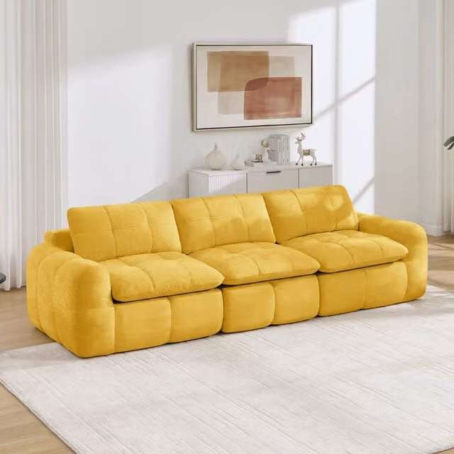 Divano modulare senza struttura 264x97x68 cm ergonomico in ciniglia giallo