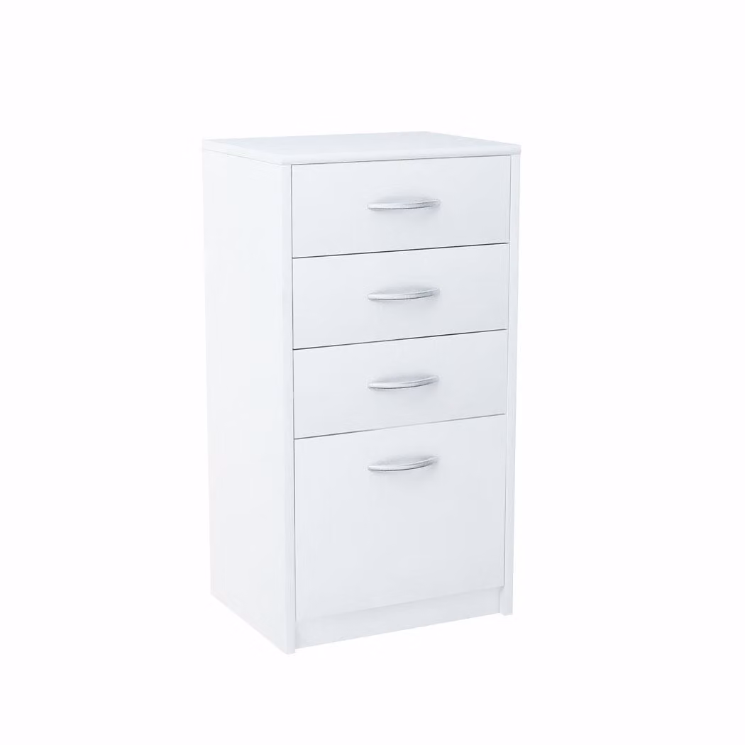 Comodà Meblando a 4 cassetti, H85 cm L45 cm P35 cm, credenza per soggiorno o ingresso, bianca