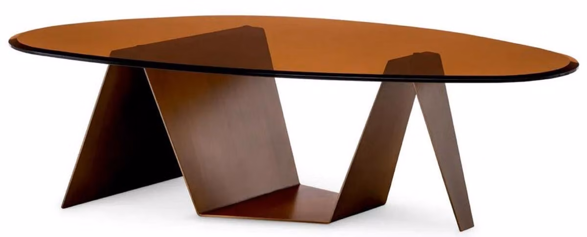 Casa Padrino tavolino con piano in vetro ottone scuro / marrone 130 cm