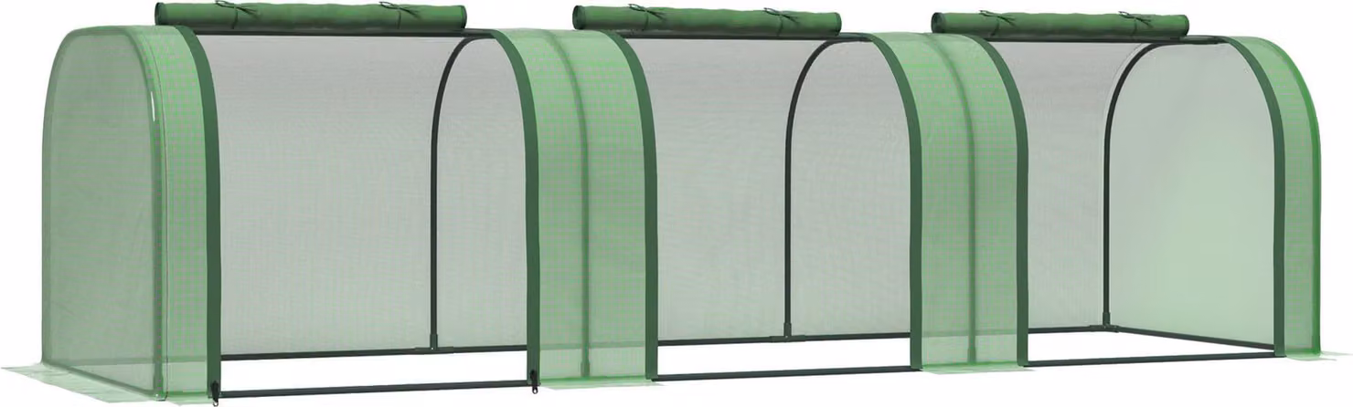 Serra tunnel Moonbite, dimensioni 295 x 100 x 80 cm, con 3 finestre dotate di cerniera, struttura in acciaio con rivestimento a polvere, telo in polietilene, colore verde scuro
