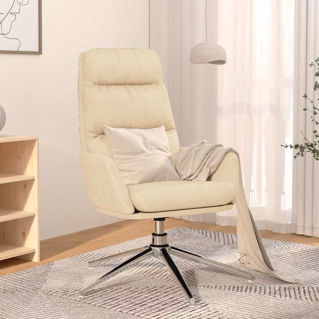 vidaXL Poltrona Relax Reclinabile Beige in Tessuto con Struttura in Metallo e Ruote per Soggiorno
