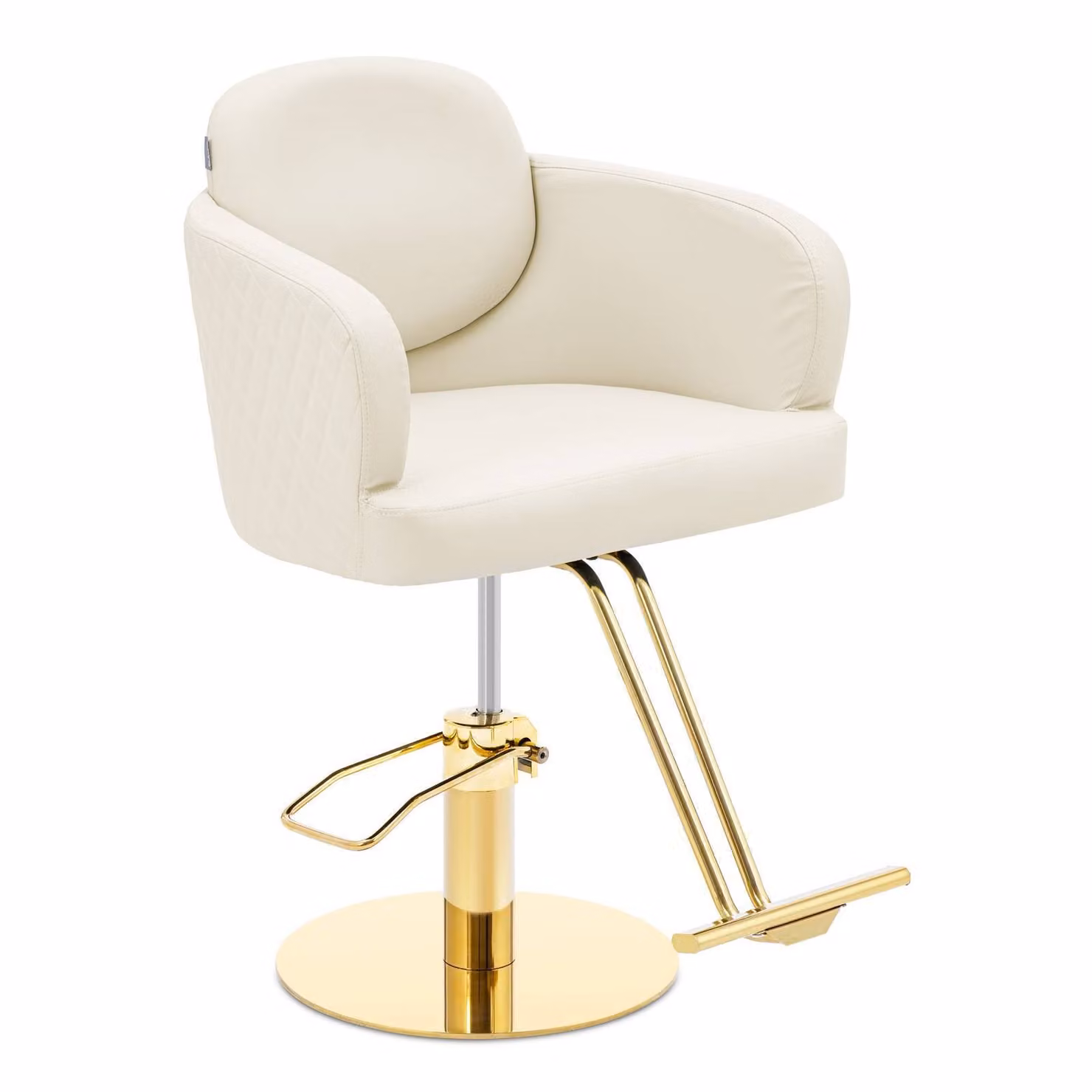 Expondo physa Poltrona da parrucchiere con poggiapiedi - 480 - 630 mm - 200 kg - Colore crema / Dorato