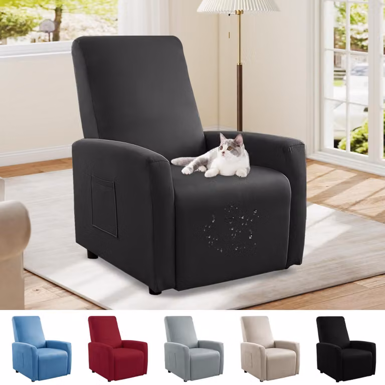 Copertura per poltrona singola, impermeabile, in tessuto elasticizzato, color grigio meteorito, adatta per poltrone da TV