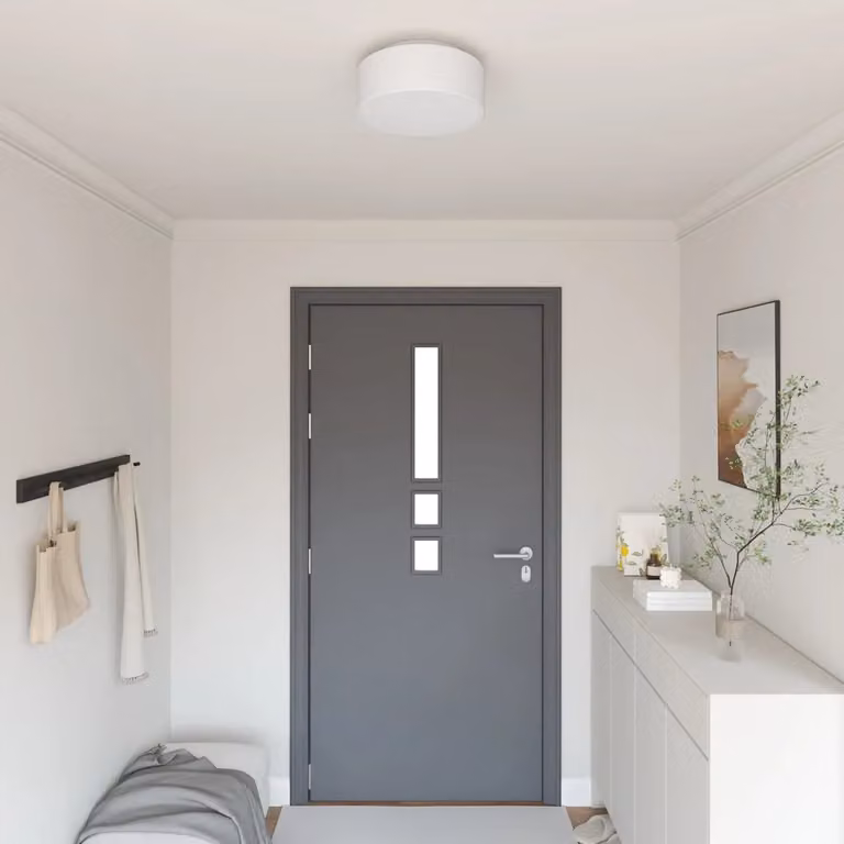 Lampada da soffitto vidaXL in tessuto bianco, regolabile, L 30 cm x P 30 cm x H 13,5 cm
